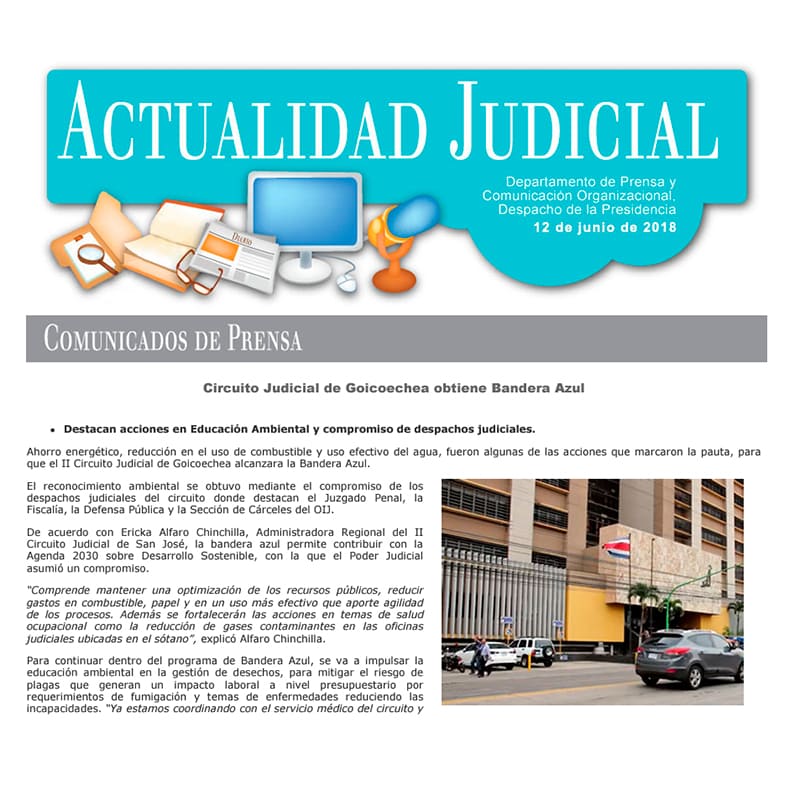 Circuito Judicial de Goicoechea obtiene Bandera Azul
