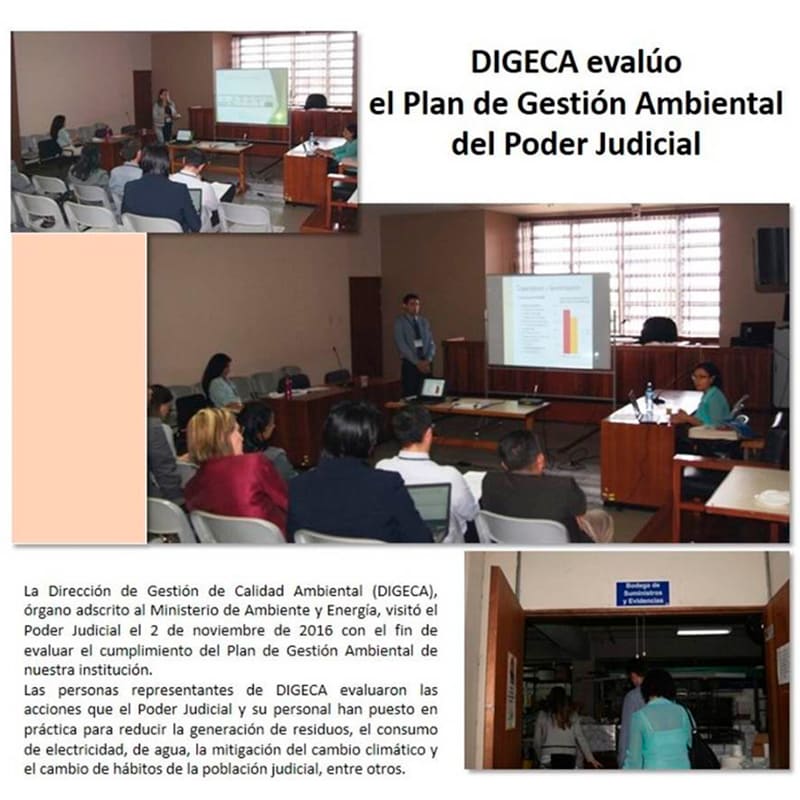 La Dirección de Gestión de Calidad Ambiental evaluando el Plan de Gestión Ambiental del Poder Judicial